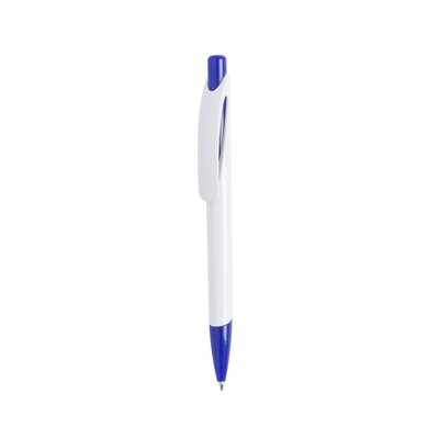 Bolígrafo Blanco con Clip Curvado Azul