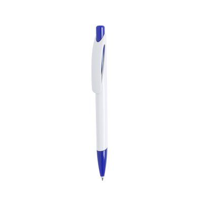 Bolígrafo Blanco con Clip Curvado Azul