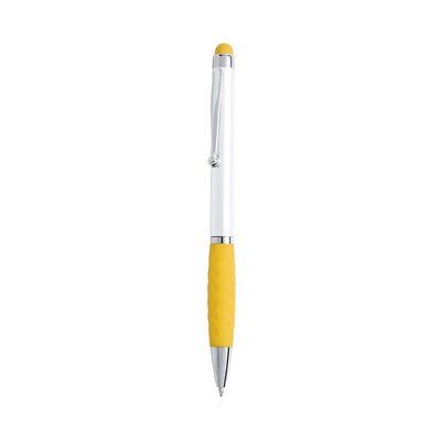 Boligrafo blanco con puntero táctil de color Amarillo
