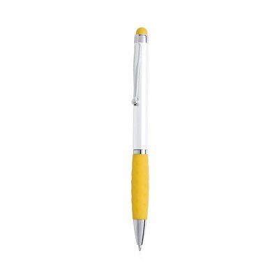 Boligrafo blanco con puntero táctil de color Amarillo