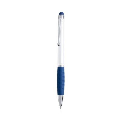 Boligrafo blanco con puntero táctil de color Azul