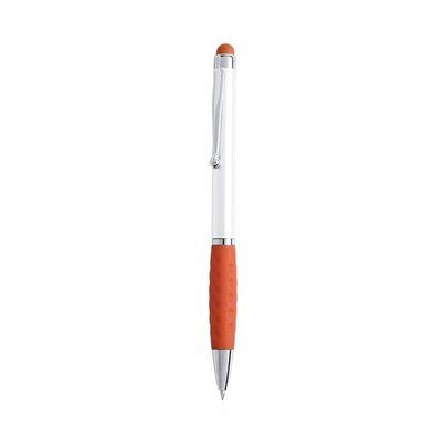 Boligrafo blanco con puntero táctil de color Naranja