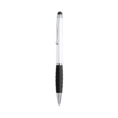 Boligrafo blanco con puntero táctil de color Negro