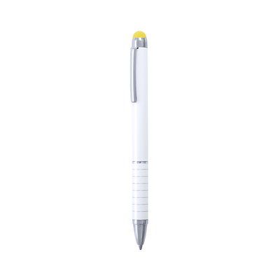 Bolígrafo blanco con el puntero en varios colores Amarillo