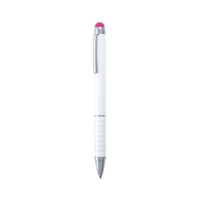 Bolígrafo blanco con el puntero en varios colores Fucsia