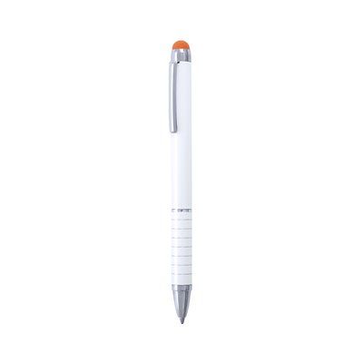 Bolígrafo blanco con el puntero en varios colores Naranja