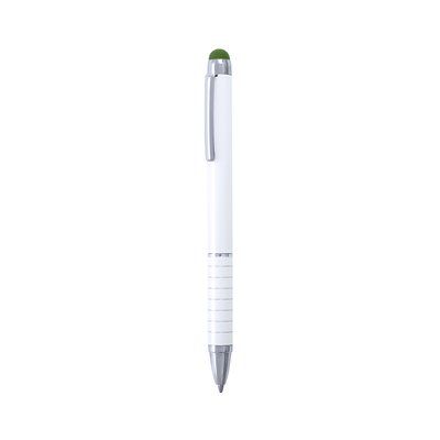 Bolígrafo blanco con el puntero en varios colores Verde