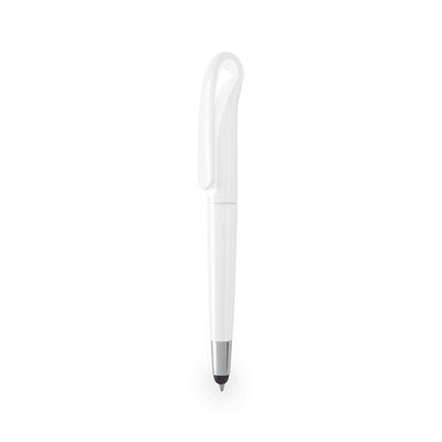 Bolígrafo blanco con puntero táctil y amplio clip bicolor Bla