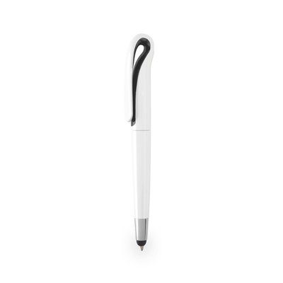 Bolígrafo blanco con puntero táctil y amplio clip bicolor Blng