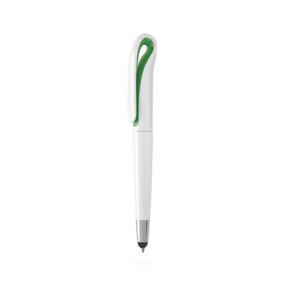 Bolígrafo blanco con puntero táctil y amplio clip bicolor BLVE