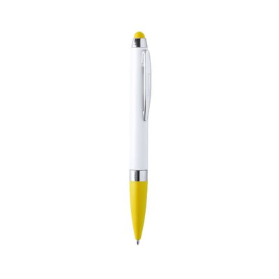 Bolígrafo blanco con puntero táctil a juego con empuñadura Amarillo