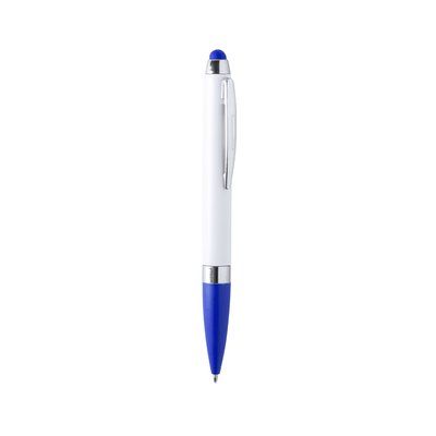 Bolígrafo blanco con puntero táctil a juego con empuñadura Azul