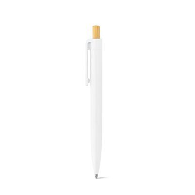 Bolígrafo con botón de bambú Blanco