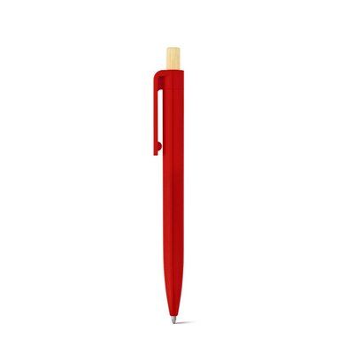 Bolígrafo con botón de bambú Rojo