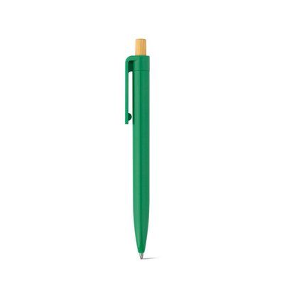 Bolígrafo con botón de bambú Verde