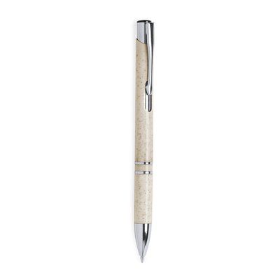 Bolígrafo en caña de trigo y ABS de colores con accesorios cromados Natural