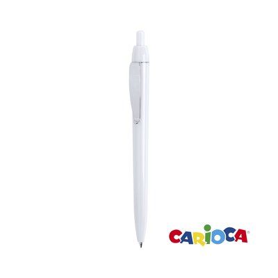 Bolígrafo Carioca de colores con clip metálico Blanco