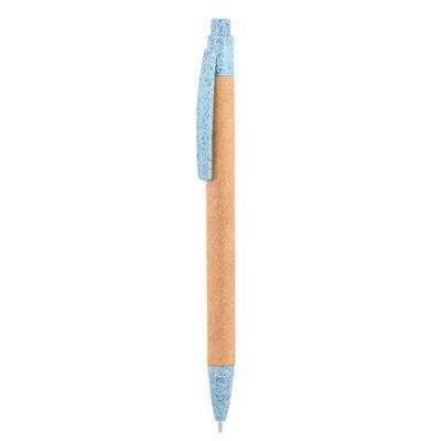 Bolígrafo Cartón Fibra de Trigo y PP Azul