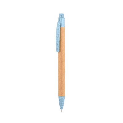 Bolígrafo Cartón Fibra de Trigo y PP Azul