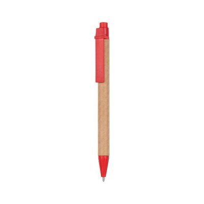 Bolígrafo Cartón PP y Fibra Trigo Rojo