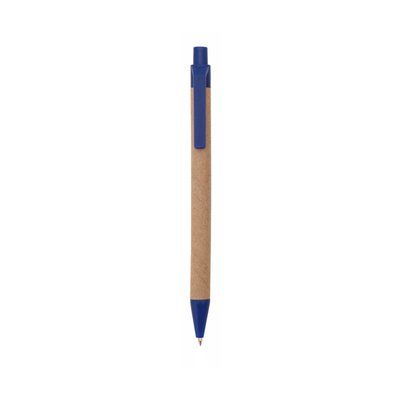 Bolígrafo de cartón reciclado con accesorios de color Azul