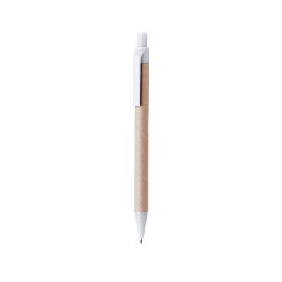 Bolígrafo de cartón reciclado con accesorios de color Blanco