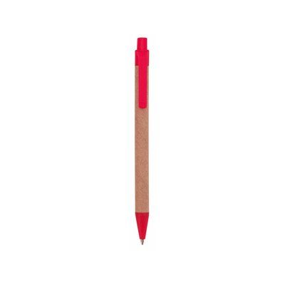 Bolígrafo de cartón reciclado con accesorios de color Rojo