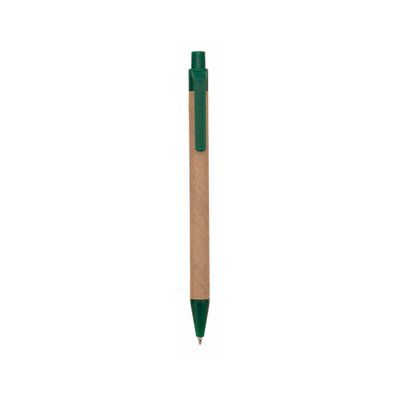 Bolígrafo de cartón reciclado con accesorios de color Verde