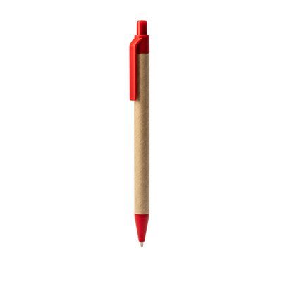 Bolígrafo de cartón reciclado y PLA Rojo Tinta Azul