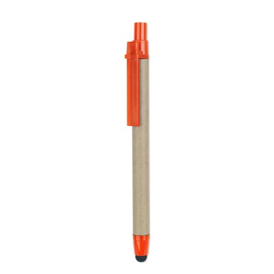 Bolígrafo con Cartón Reciclado y Puntero Naranja