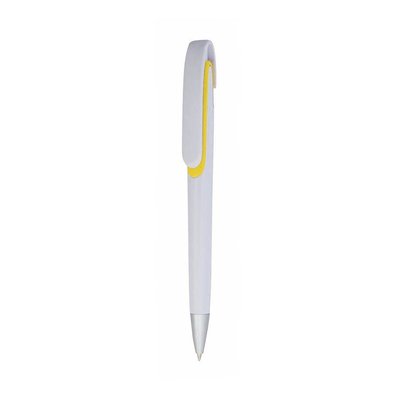 Bolígrafo con Clip Pulsador Curvado Amarillo