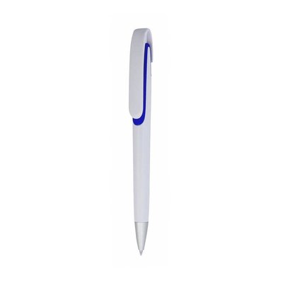 Bolígrafo con Clip Pulsador Curvado Azul