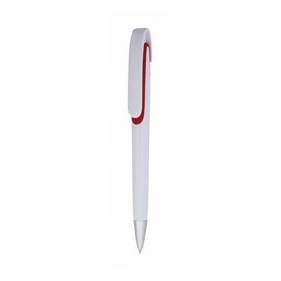 Bolígrafo con Clip Pulsador Curvado Rojo