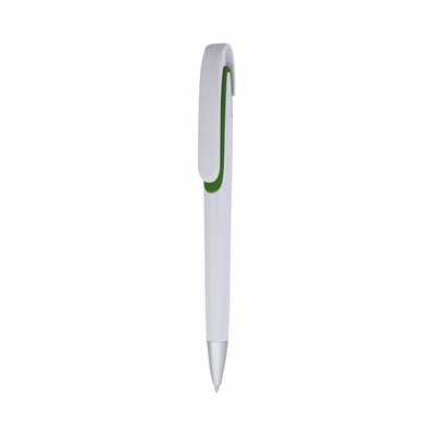 Bolígrafo con Clip Pulsador Curvado Verde
