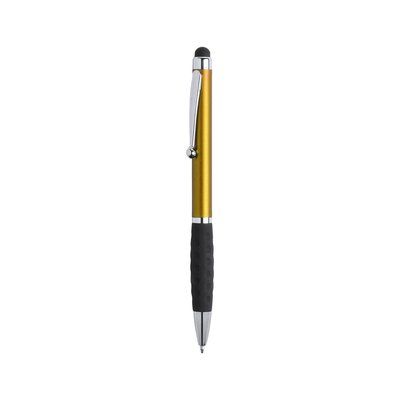 Bolígrafo de colores metalizados con puntero táctil negro a juego con empuñadura  Amarillo