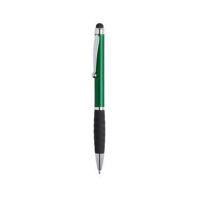 Bolígrafo de colores metalizados con puntero táctil negro a juego con empuñadura  Verde
