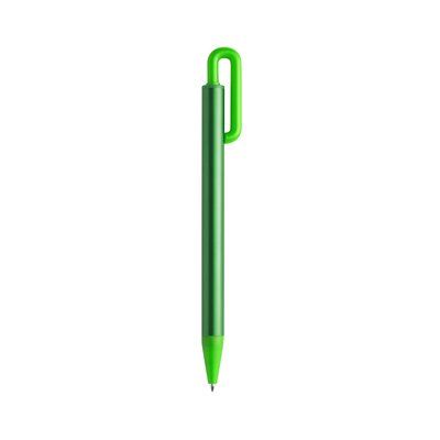 Bolígrafo en varios colores con original clip pulsador Verde