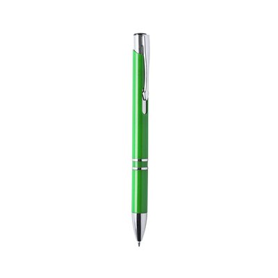 Bolígrafo varios colores con pulsador y clip cromados Verde