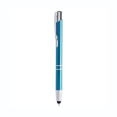Bolígrafo de colores singulares con pulsador y puntero táctil Azul Claro