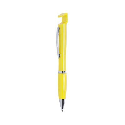 Bolígrafo en varios colores con soporte para móvil Amarillo