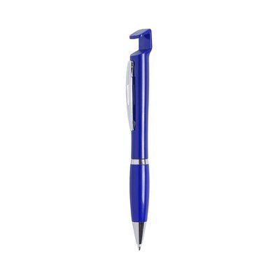 Bolígrafo en varios colores con soporte para móvil Azul
