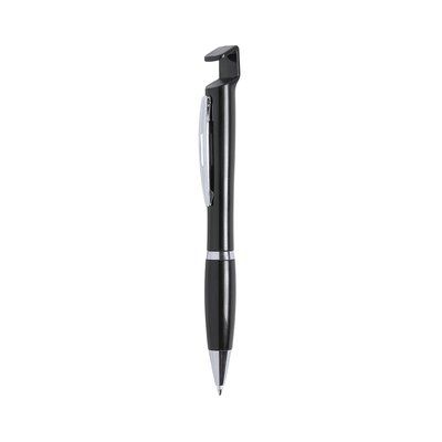 Bolígrafo en varios colores con soporte para móvil Negro