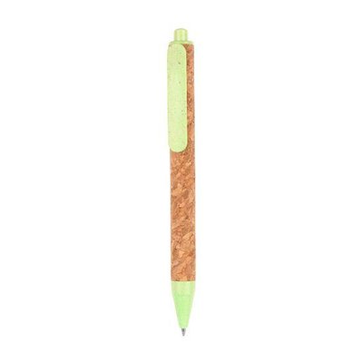Bolígrafo Corcho PP y Fibra de Trigo Verde