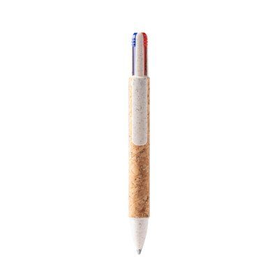 Bolígrafo con cuerpo de corcho y 4 tintas Crudo