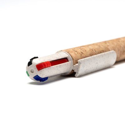 Bolígrafo con cuerpo de corcho y 4 tintas