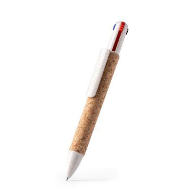 Bolígrafo con cuerpo de corcho y 4 tintas