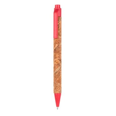 Bolígrafo Cuerpo Corcho con PP y Fibra de Trigo Rojo