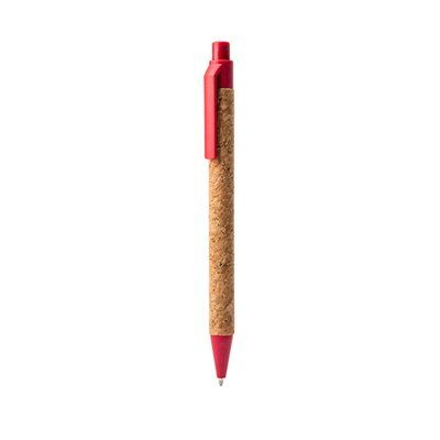 Bolígrafo con cuerpo de corcho Rojo TINTA AZUL