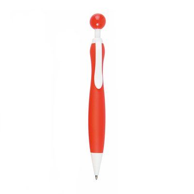 Bolígrafo con cuerpo de mujer y cabeza redonda de pulsador Rojo