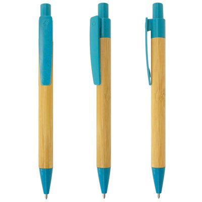 Bolígrafo ECO Bambú y Trigo Azul